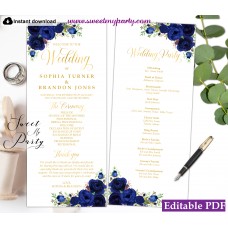 Navy Blue Wedding Program template tea length, (39) Navy Blue Wedding Program template tea length, (39)